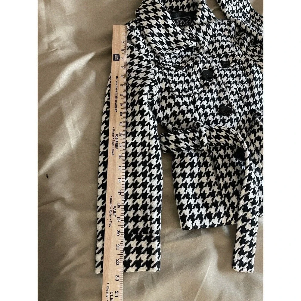 Last Kiss Women's Black & White Long Sleeve 4-Button Tie Closure Jacket Coat SM - Picture 10 of 10